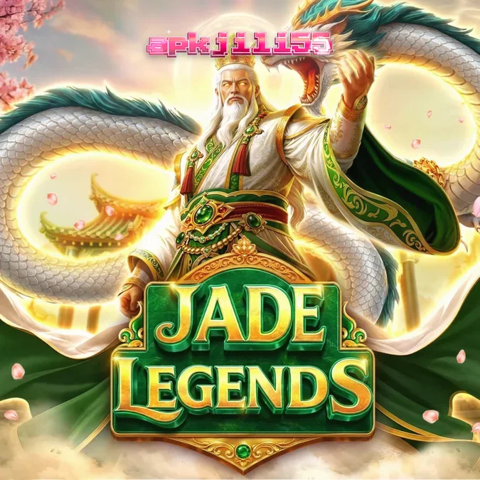 Tampilan visual grid 7x7 pada slot Jade Legends dengan nuansa emas dan naga.